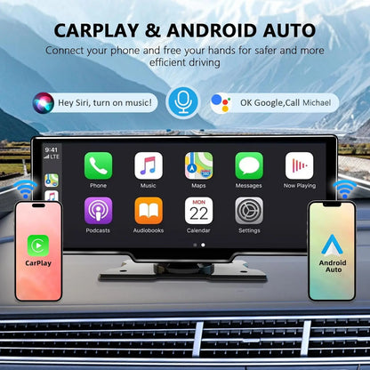 CarPlay Screen 10.26 Inch Wireless CarPlay Android Auto Dash Display Universal Car Radio BT AUX FM