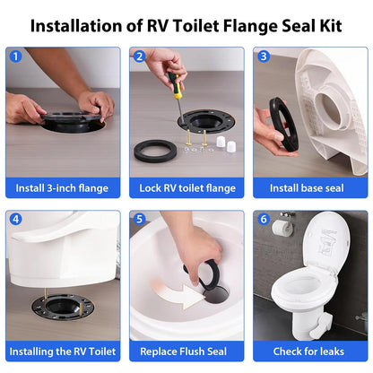 RV Toilet Seal Kit 3-Inch Flange Replacement for 300/310/320 RV Toilets Fall 2026 Easy Install Durable ABS