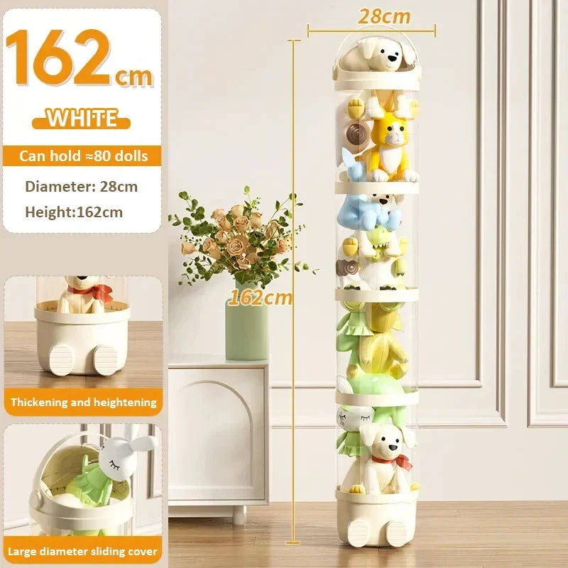 Toy Storage Tube Transparent Doll Organizer Kids Room Vertical Space Saving Visibility Gift Back To School 2025