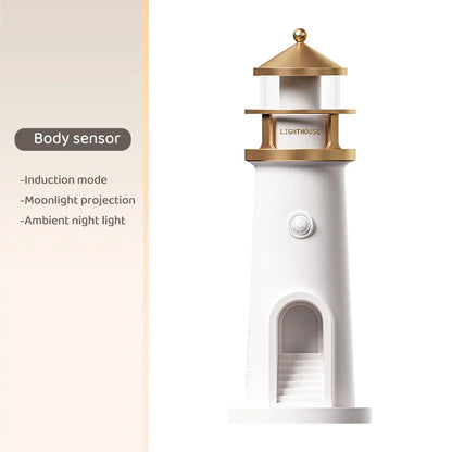 Moon Projection Light Lighthouse Desktop Night Lamp Dimmable Bluetooth Speaker Motion Sensor Holiday 2025 Gift