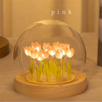 Handmade LED Tulip Flower Night Light - DIY Decorative Lamp for Bedroom, A Perfect Valentine's Day Gift