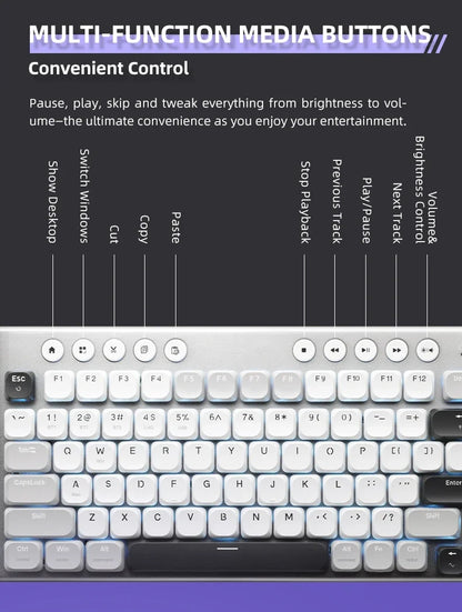 Wireless Low Profile Mechanical Keyboard 98 Keys PBT
