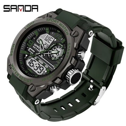 Digital Sports Watch Dual Display LED Military Style Rugged Watch Fall 2026 Water Resistant