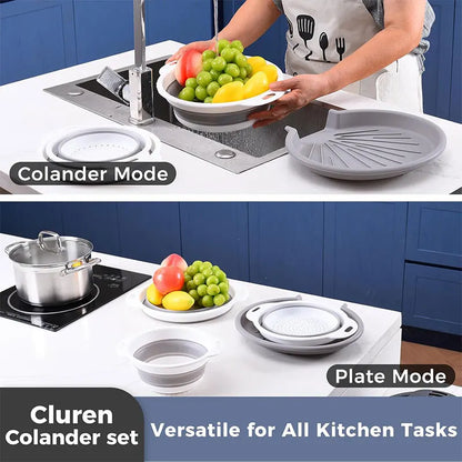 Foldable Colander Set Self-Draining Over Sink Kitchen Strainer Spring 2026 Easy Storage