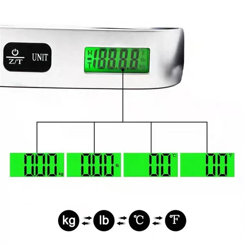 Luggage Scale Size S Digital LCD 50kg 110lb Hanging Travel Weighing Scale Compact Travel Essential 2026