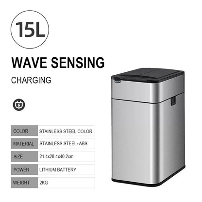 Trash Can 20L Stainless Steel Sensor Kitchen Bin Hands Free