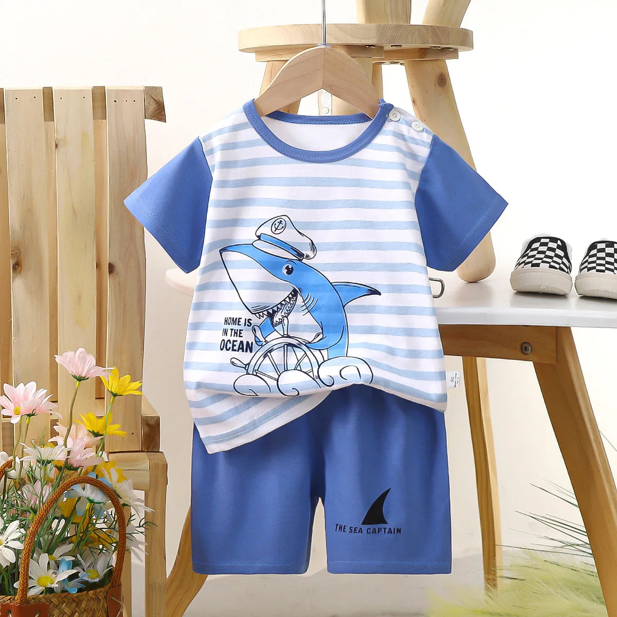 Additional gallery view 14 of boys cotton summer t-shirt and shorts set