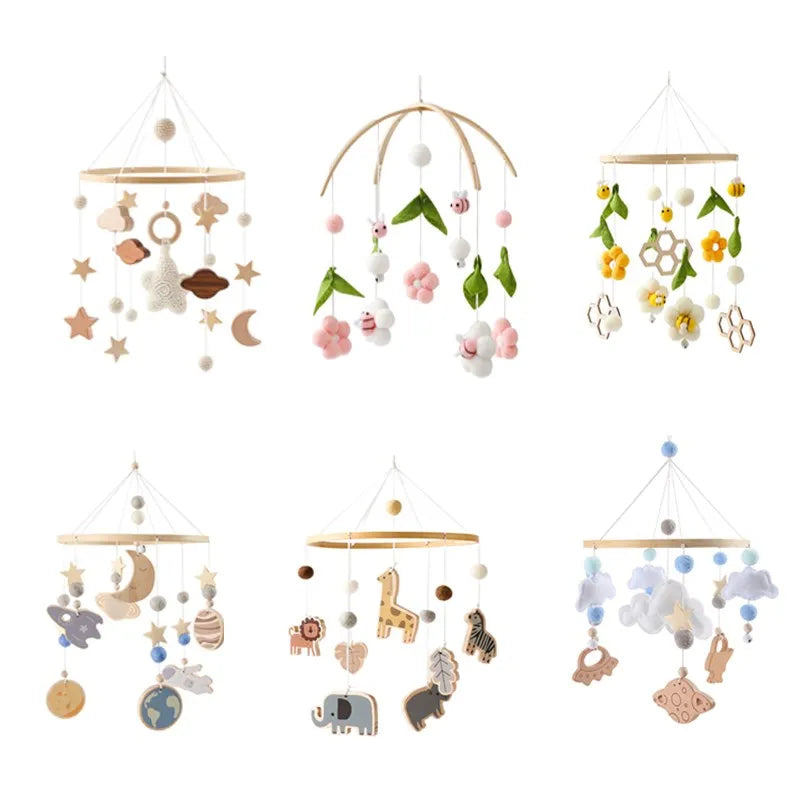Baby Mobile Wooden Crib Hanging Toy Newborn Nursery Fall 2025 Soothing Music Developmental Gift