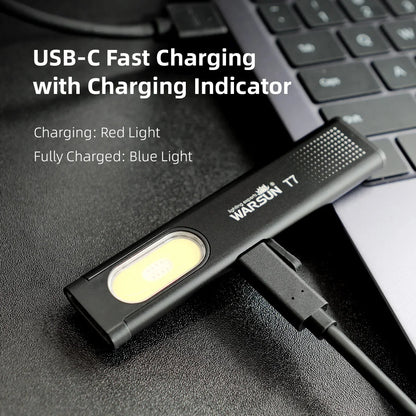 LED Keychain Flashlight 600Lm USB-C Rechargeable Mini Torch Light Portable Work Light With Magnet