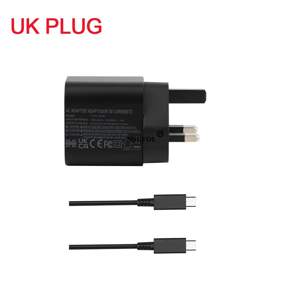 60W USB C Fast Charger Cube With EU US UK Plugs For Switch2