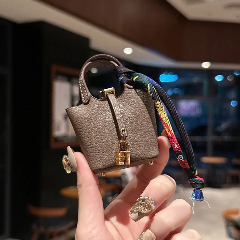 1+1 Free Birkin Inspired Mini Hand Bag - Basket Bag Charm