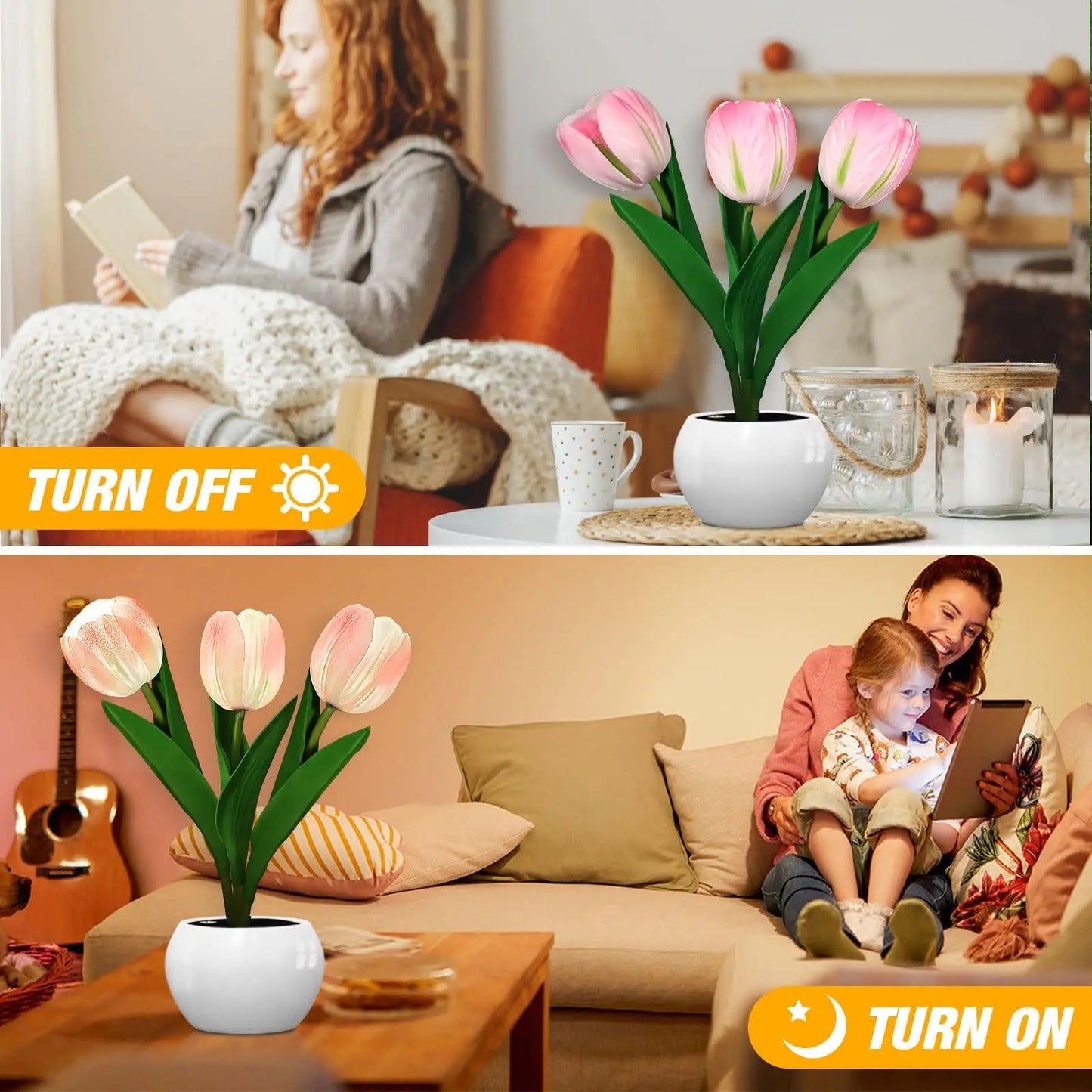 LED Night Light Tulip Table Lamp Romantic Ambient Flower Light Fall 2025 Home Decor Gift
