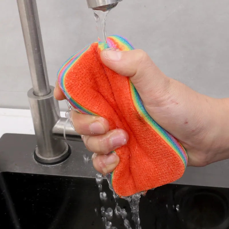 Kitchen Dishcloths 24-Pack Rainbow Tearable Absorbent Cleaning Cloths Thick Scouring Pads Eco Friendly Fall 2025