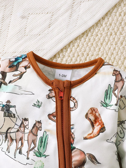 Additional gallery view 16 of baby boys bear print button-up winter romper