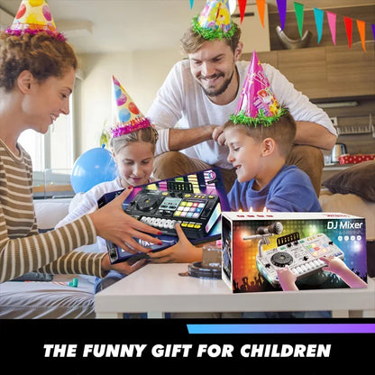Kids DJ Mixer Toy With Microphone, Multifunctional Electronic Music Controller Educational Birthday Gift Fall 2025