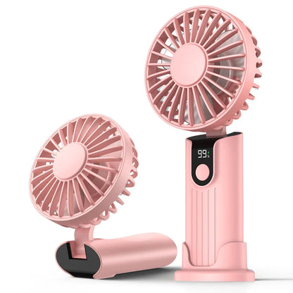 2400mAh/5000mAh Mini Portable Fan USB Rechargeable 3 Speeds, Handheld Pocket Fan with Lanyard & Base, Foldable Desk Fan