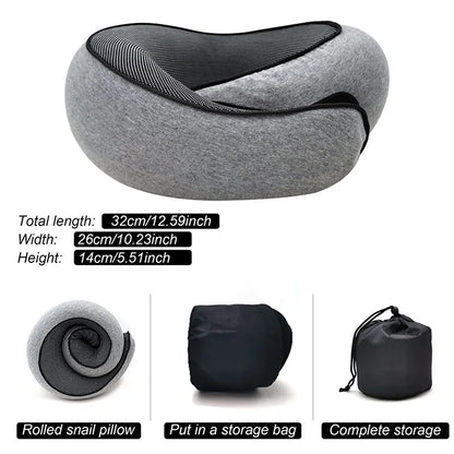 Memory Foam Travel Neck Pillow U Shaped Snail Style Portable Ergonomic Support For Summer Travel 2026 Cotton Cover