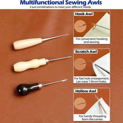 Leather Sewing Kit Orange All-in-One Leather Stitching Tools Set Fall 2026 Upholstery Repair DIY Project