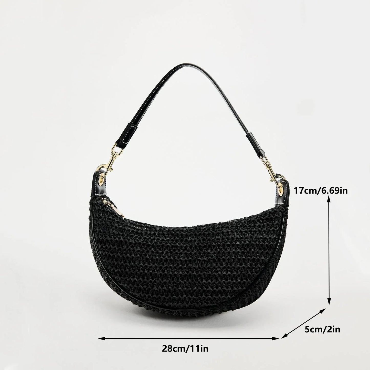 Lightweight women's woven straw shoulder bag – hobo style, crossbody, for beach & summer