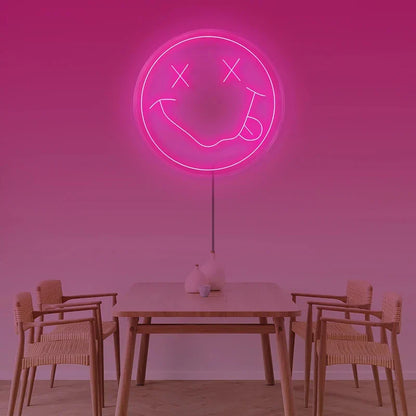 LED Neon Sign 35cm USB Powered Smile Face Wall Hanging Night Light Bedroom Decor Fall 2025 Gift