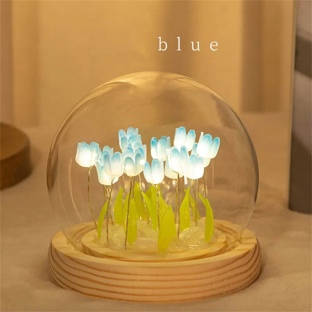 Handmade LED Tulip Flower Night Light - DIY Decorative Lamp for Bedroom, A Perfect Valentine's Day Gift