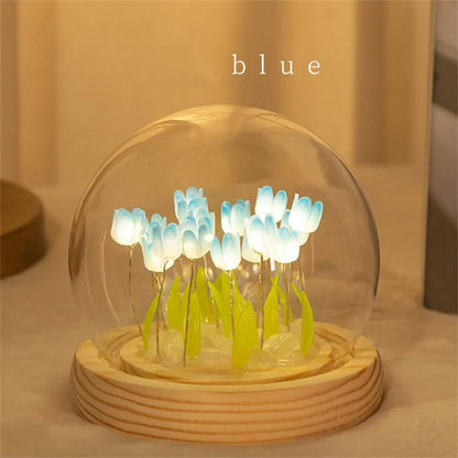 Handmade LED Tulip Flower Night Light - DIY Decorative Lamp for Bedroom, A Perfect Valentine's Day Gift
