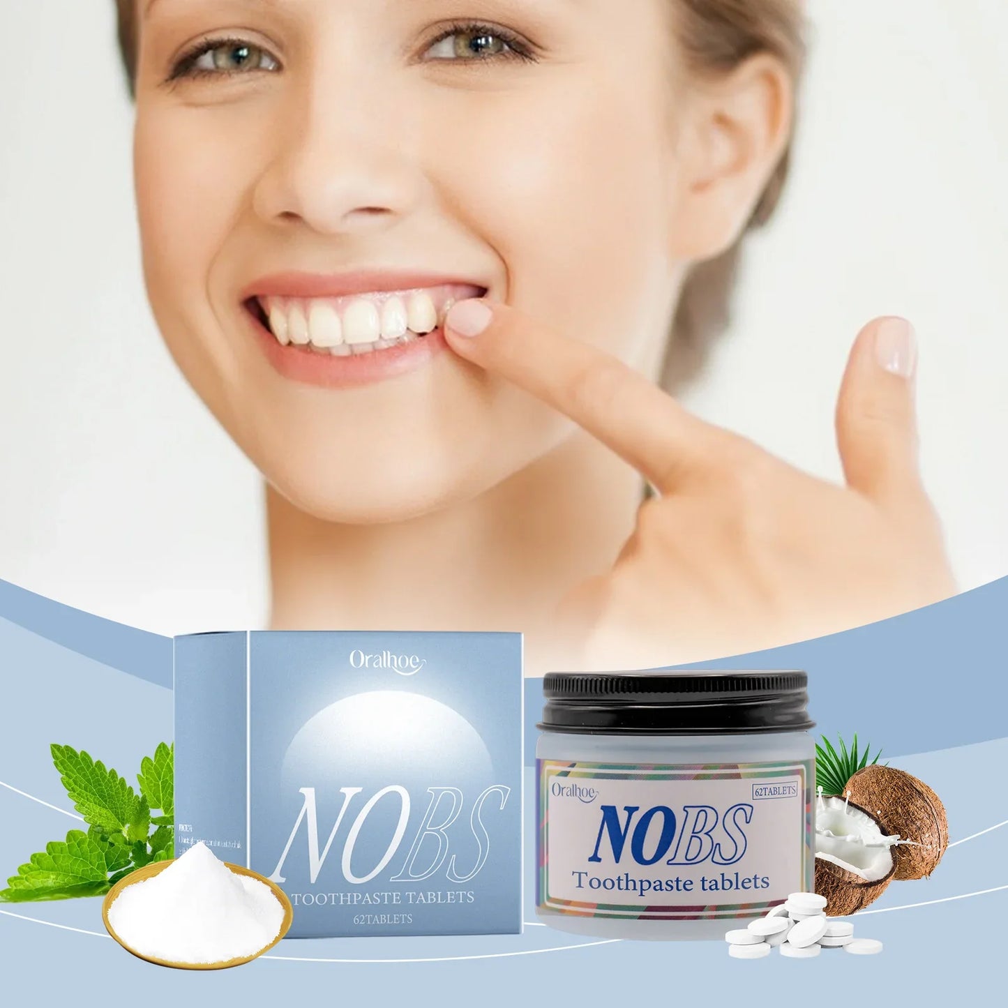 Whitening Toothpaste Tablets 62 Tablets Natural Based Oral Care Fresh Breath Smoke Stain Removal Back to School 2026