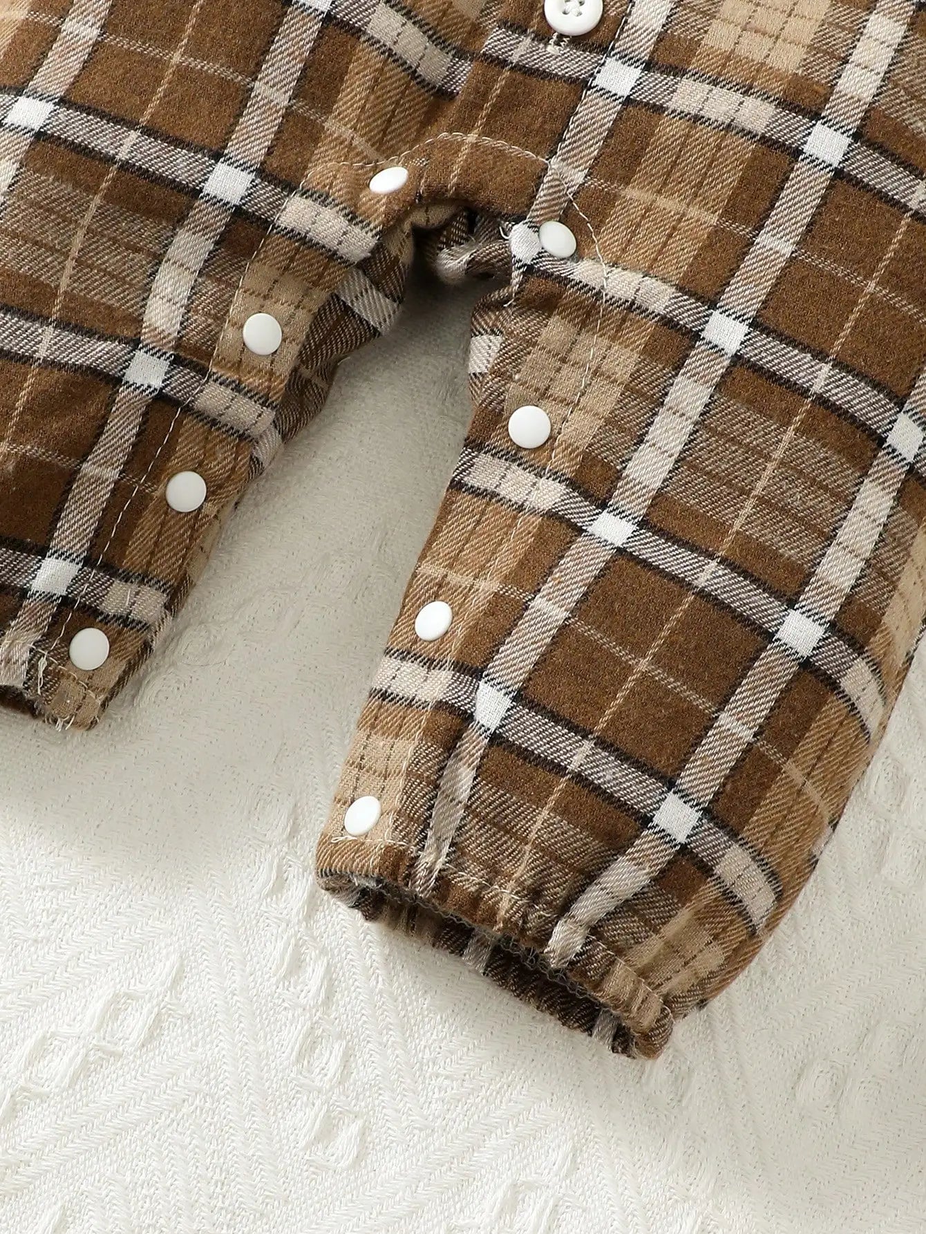 Styling option and alternate perspective of the baby boys gentleman jumpsuit with suspenders and hat
