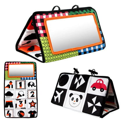 Variant image for Black and White Tummy Time Mirror Toy for Infants, Sensory Development Crinkle Cloth, Best Newborn Tummy Time Toy, Montessori Inspired-4