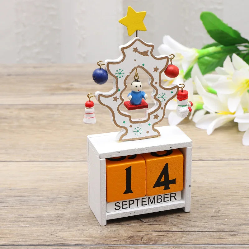 Christmas Wooden Countdown Calendar Ornament Tabletop Decor