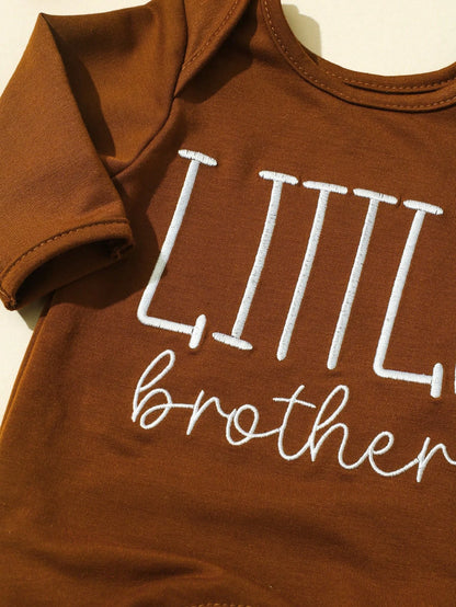 Additional gallery view 11 of newborn boys letter print button bodysuit and hat