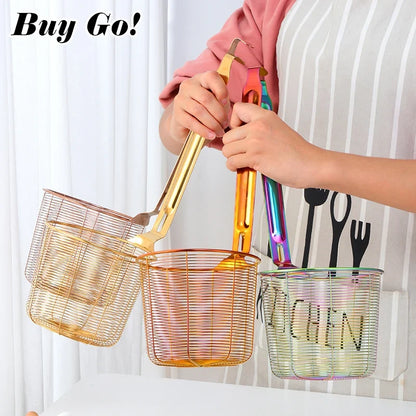 Stainless Steel Frying Basket Mesh Colander – Multi-Use Kitchen Strainer for Noodles and Dumplings, Viral 2026 Trend
