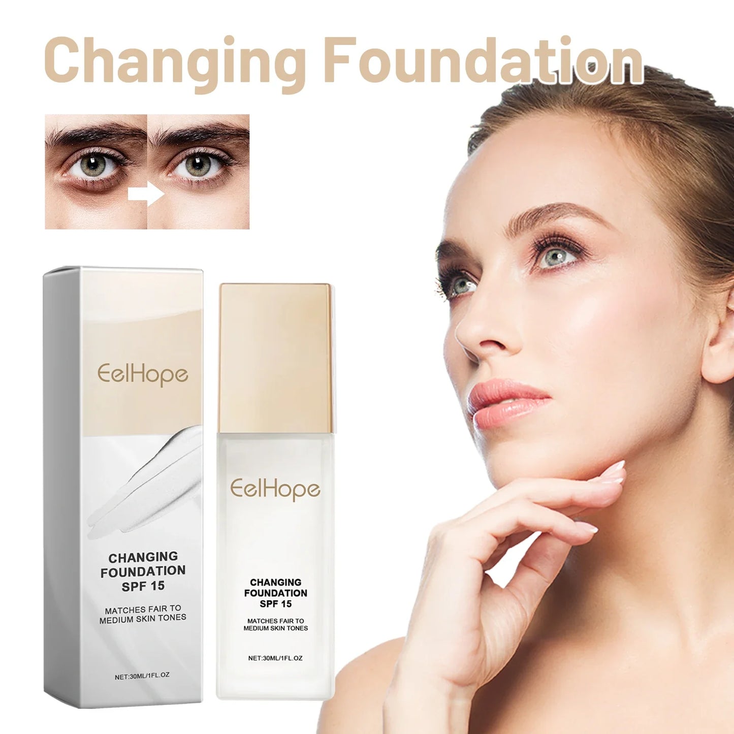 Color-Changing Foundation SPF15 – Hydrating, Waterproof, Long-Lasting Liquid Coverage 2026