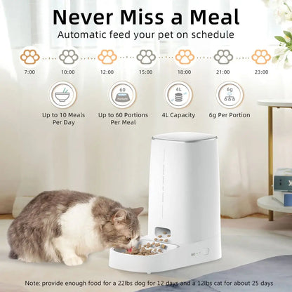 Automatic Cat Feeder Smart WiFi Dispenser 4L Remote Control For Cats Dogs Dry Food Accessories