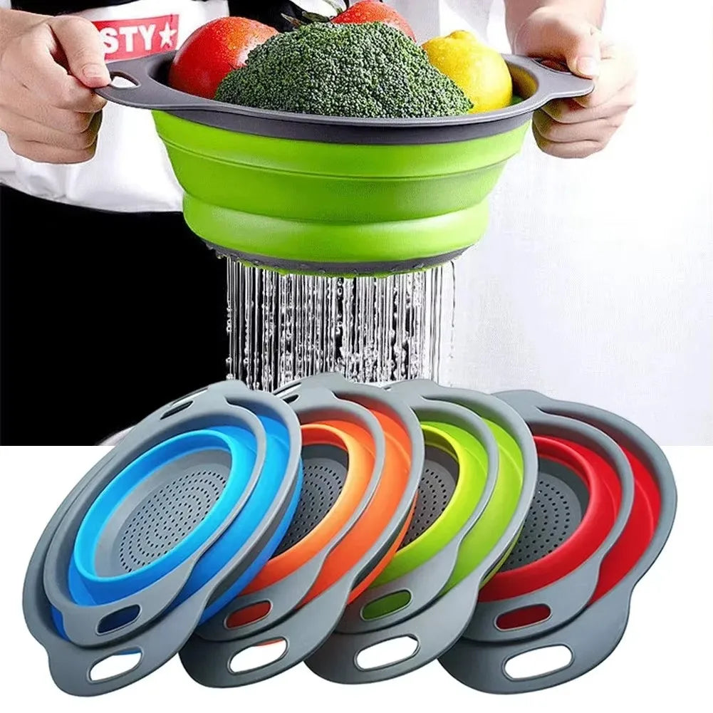 Silicone Folding Drain Basket Colander Foldable Kitchen Tool TikTok Viral Fall 2026 Eco Friendly