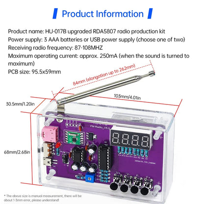 DIY FM Radio Kit 87-108MHz Adjustable Frequency Soldering Practice Kit Back to School 2026 Gift