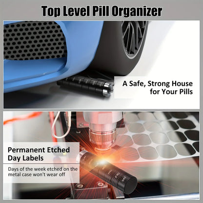 Pill Organizer Metal Travel Pill Box Set – Waterproof, Stackable, Summer Travel 2026
