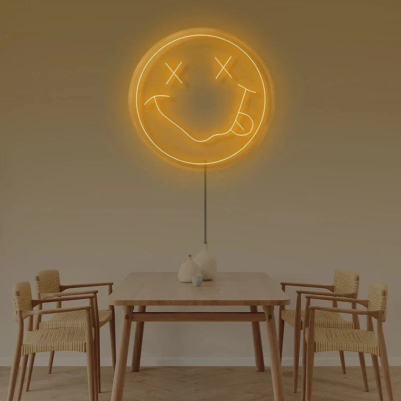 LED Neon Sign 35cm USB Powered Smile Face Wall Hanging Night Light Bedroom Decor Fall 2025 Gift