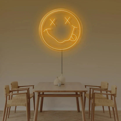 LED Neon Sign 35cm USB Powered Smile Face Wall Hanging Night Light Bedroom Decor Fall 2025 Gift