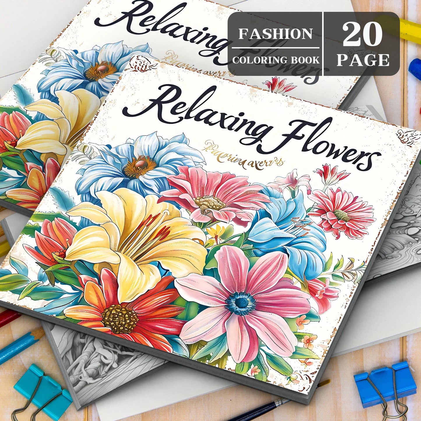 Art Coloring Book 20 Page Flower Graffiti Style Fall 2025 Trend Stress Relief Gift