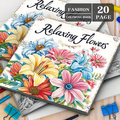 Art Coloring Book 20 Page Flower Graffiti Style Fall 2025 Trend Stress Relief Gift