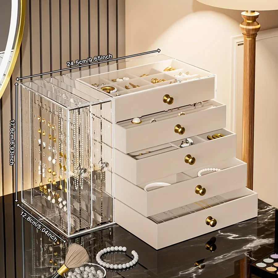 Jewelry Organizer 7-Layer Transparent Drawer Box High Capacity Storage Earrings Necklaces Rings Case Holiday Gifts 2026