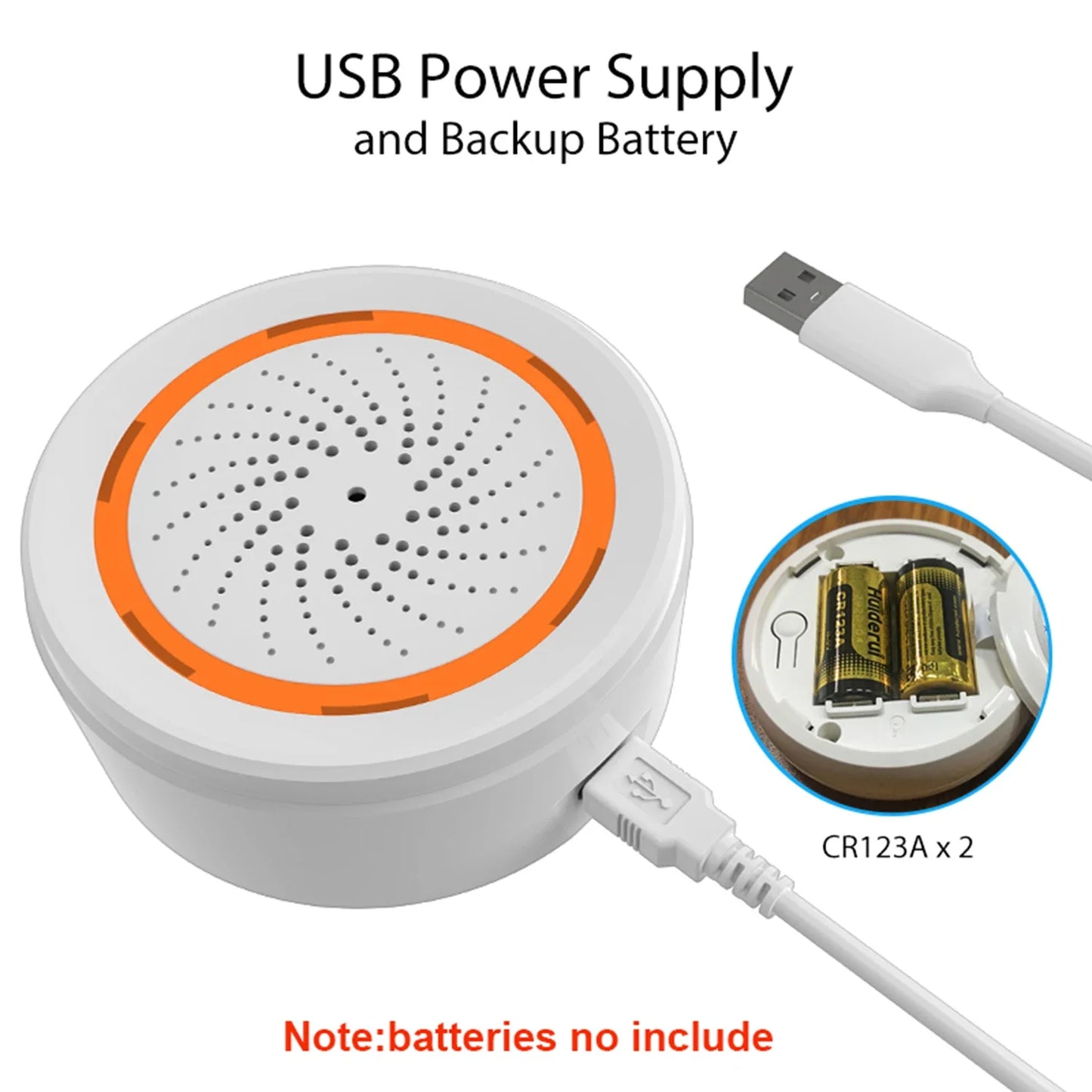 Tuya Zigbee Smart Siren Alarm with Strobe Alerts USB Power Supply for Home Security