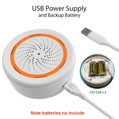 Tuya Zigbee Smart Siren Alarm with Strobe Alerts USB Power Supply for Home Security