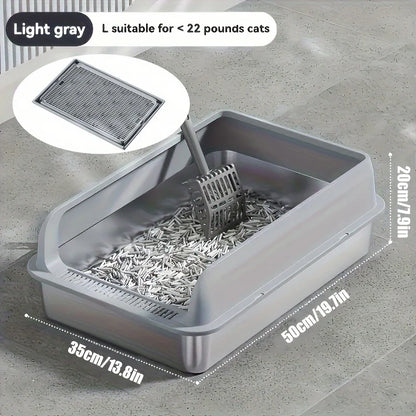 KEMORELA Extra Large Stainless Steel Cat Litter Box – Semi-Enclosed Leak-Proof High-Sided with Mat 2026