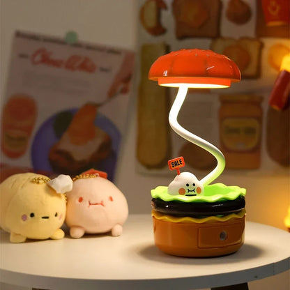 Night Light Desk Lamp With Pencil Sharpener Hamburger LED Reading Lamp Back To School 2026 Gift