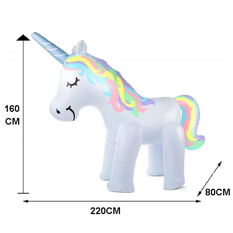 Inflatable Unicorn PVC Giant Water Spray Pool Float Kids Summer 2025 Backyard Party Splash Toy