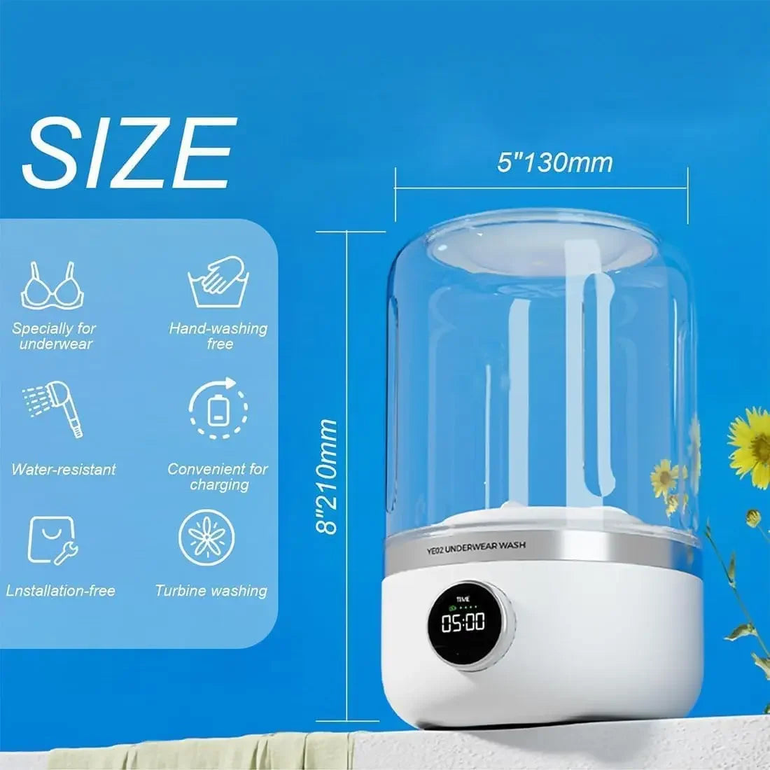 Portable Washing Machine 1L USB Mini Underwear Washer Travel Fall 2025 Dehydrator Quick On The Go Laundry