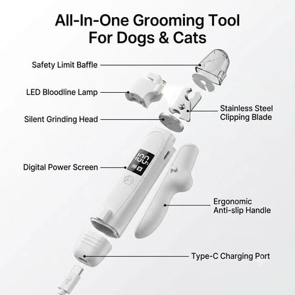 2-in-1 Pet Nail Clipper & Grinder with LED Blood Line Light – USB-C Rechargeable Dog Cat Trimmer 2026