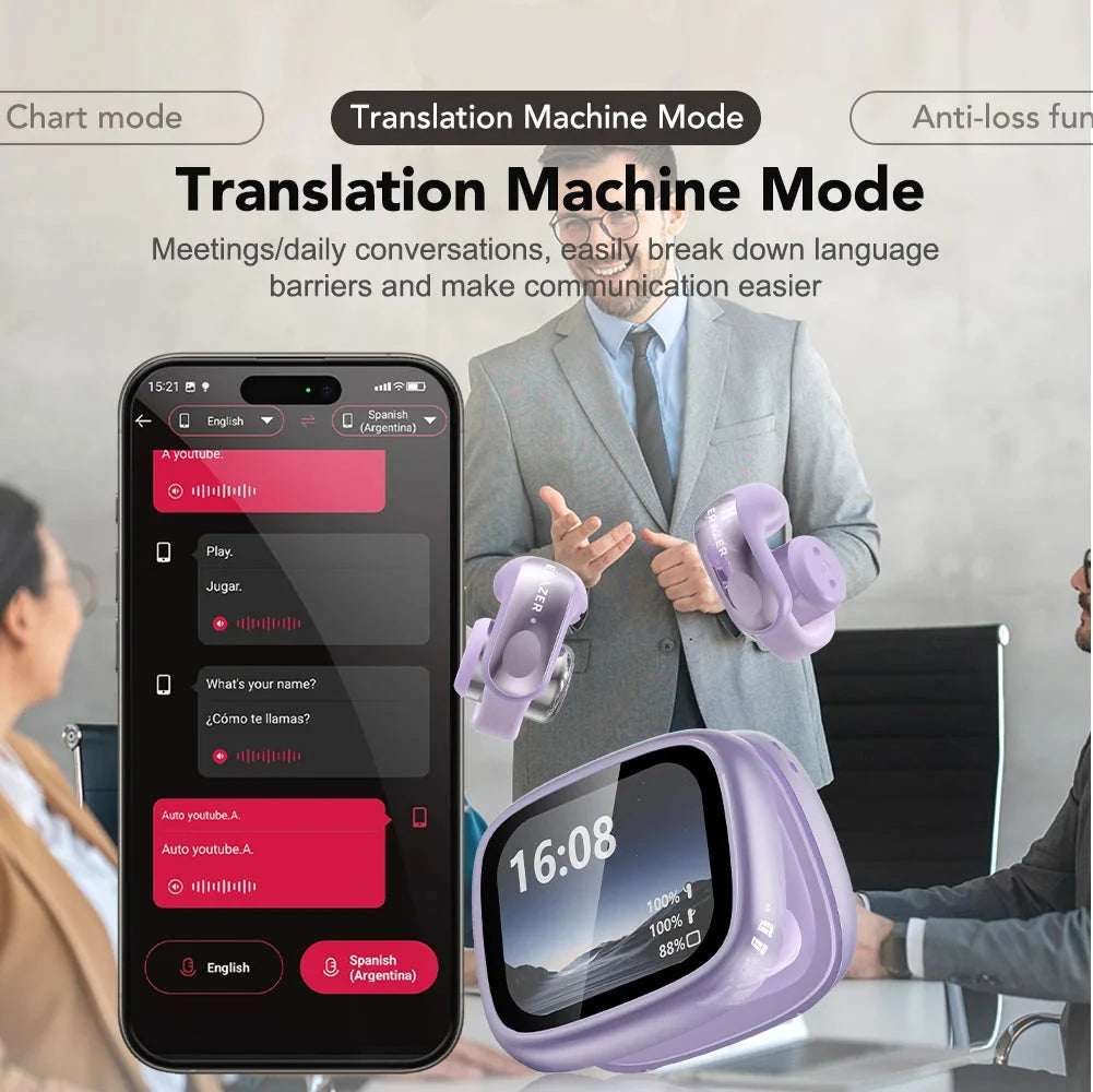 Wireless Earbuds Open-Ear Translation Earphones Real-Time Language Translate 135 Languages For Travel, Office Fall 2026